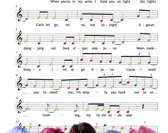 Soda Pop Grade Beginner Piano Sheet - Colorful Notes, Right Hand Melody - Easy Piano Practice, Printable PDF, Homeschool Tool