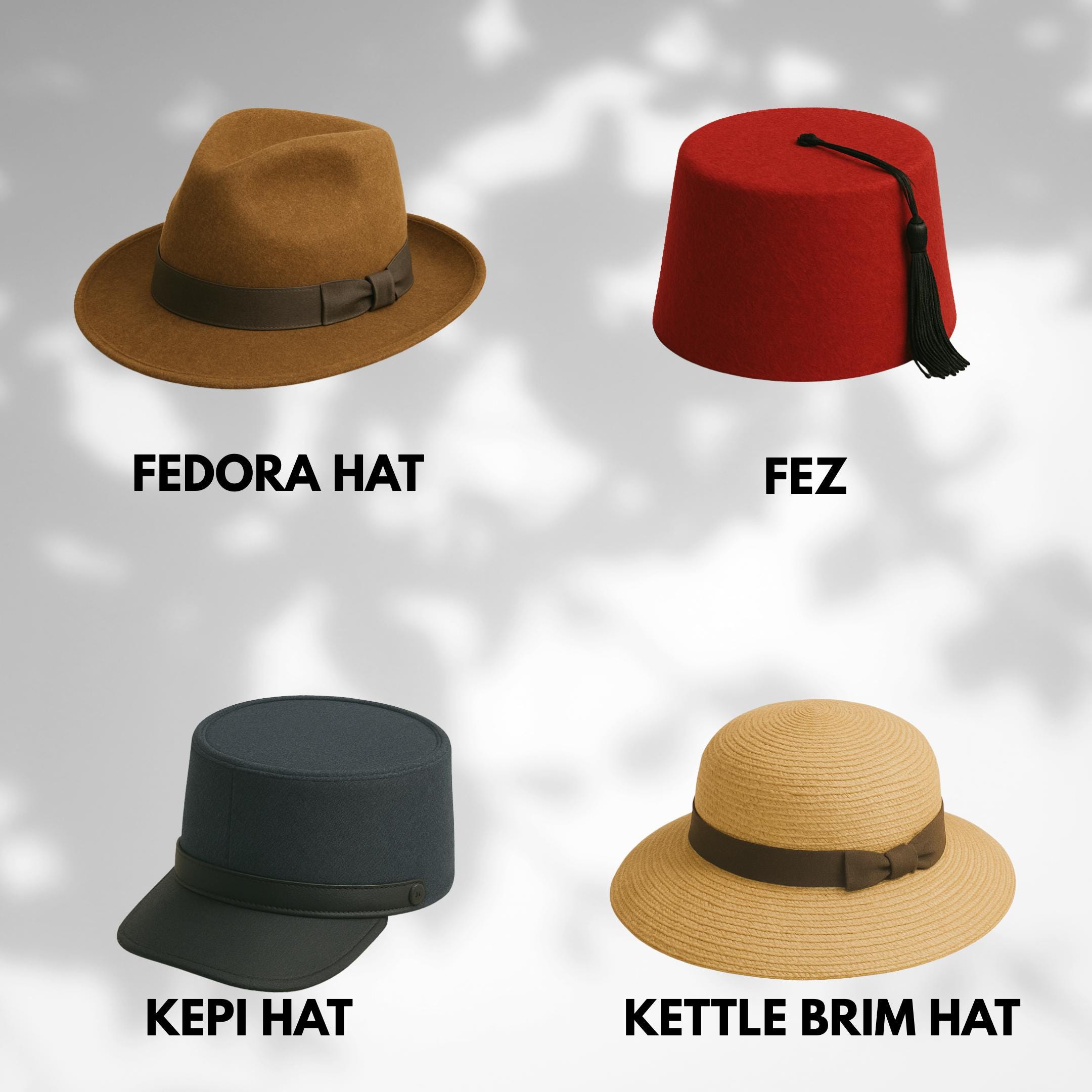 Hat Versions Hat Types Illustrated Guide – Fashion Chart | 30+ Hats PDF - PNG - SVG ...