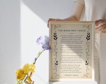 The Road Not Taken – Robert Frost Printable Poetry Poster | Inspirational Literary Wall Art | Digital Poem Download (PDF & JPEG)