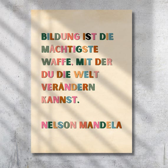 Nelson Mandela Zitat Bildung | A4 Wandposter zum Ausdrucken | Digitaler Download Lehrerdeko & Klassenzimmer Kunst