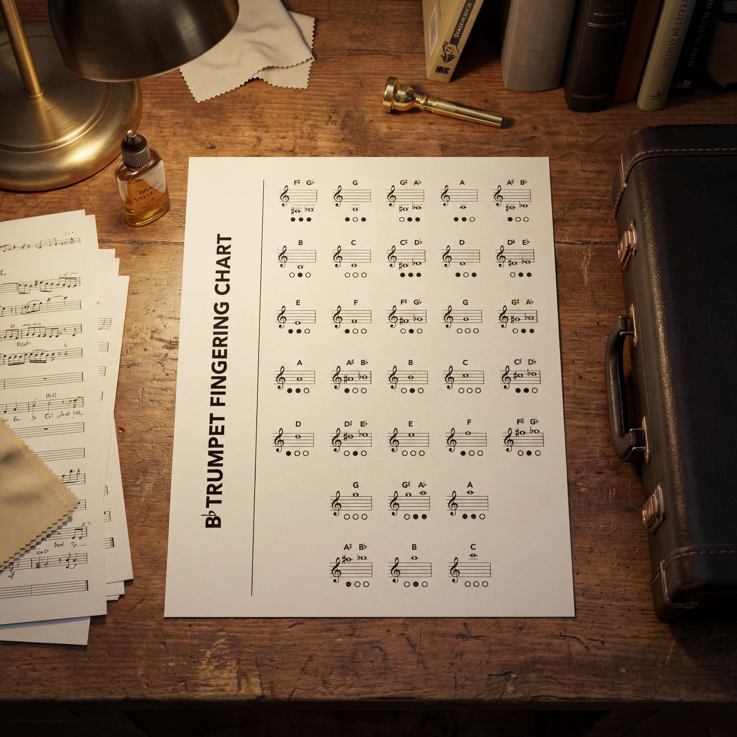 Trumpet Fingering Chart for Beginners | Digital Music Classroom Poster ...