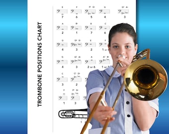 Tabella delle posizioni delle slide del trombone per studenti / Poster per la classe di ottoni / Download digitale stampabile in formato PDF e PNG