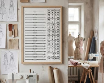 Crochet Hook Size Reference Chart – US UK Metric Conversion for Classes | Printable PDF | Digital Download