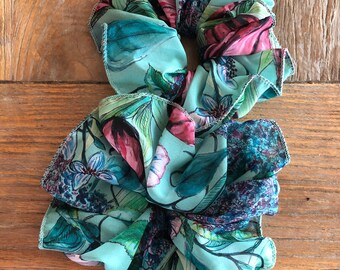 Scrunchies Chiffon Watercolor Floral Hair Tie