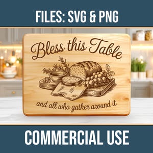 Bless This Table Charcuterie Board SVG PNG Commercial Use Laser Engraving Cutting Chopping Digital Download