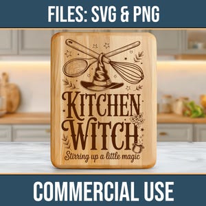 Kitchen Witch Halloween SVG PNG Laser Engraving File Charcuterie Cutting Board Commercial Use Digital Download