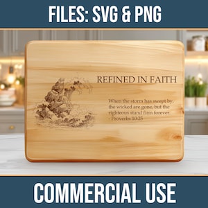 Wave Refined in Faith Charcuterie Board SVG PNG Commercial Use Laser Engraving Cutting Chopping Digital Download