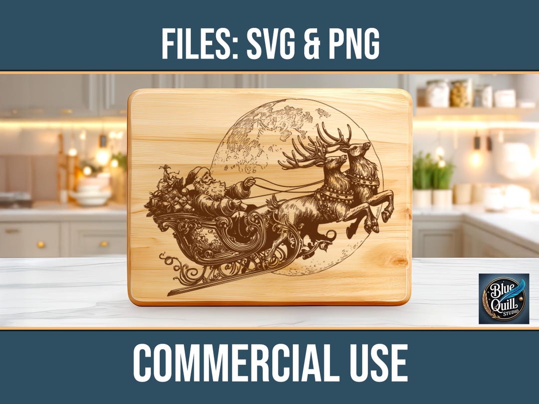 Santa Claus Christmas Sleigh SVG PNG Laser Engraving File Charcuterie ...