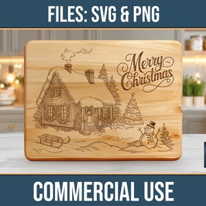 Merry Christmas Charcuterie Board SVG PNG Commercial Use Laser Engraving Cutting Chopping Digital Download
