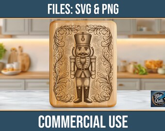 Christmas Vintage Nutcracker SVG PNG Laser Engraving File Charcuterie Cutting Board Commercial Use Digital Download