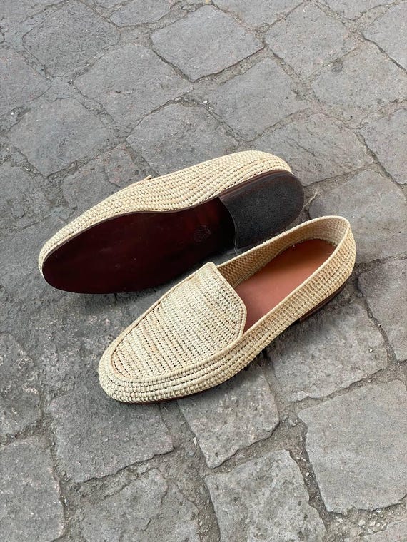 Moroccan Raffia men moccasin , Raffia loafers for men, raffia shoes for men, men's raffia shoes, men oxfords