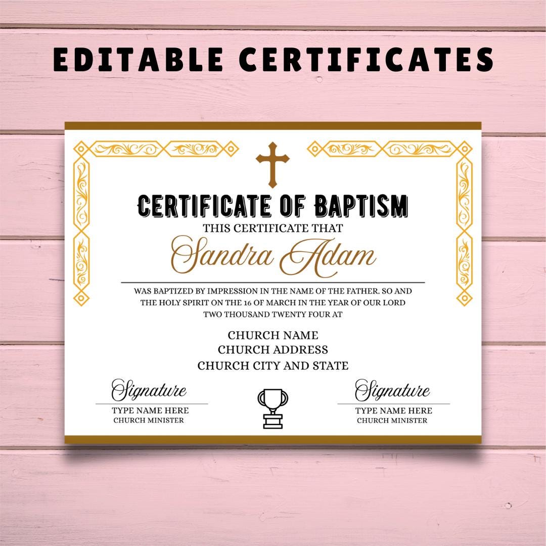 Editable Baptism Certificate Template: Keepsake Canva Design (digital ...