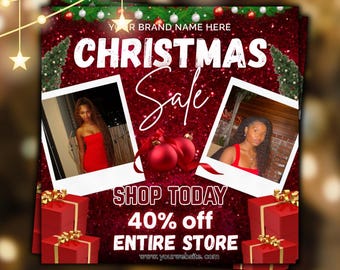 Christmas Flyer Template, Beauty Boutique Marketing (Canva Editable, Digital Download)