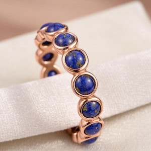 Lapis Lazuli Eternity Band Ring: 14K Gold Plated Brass