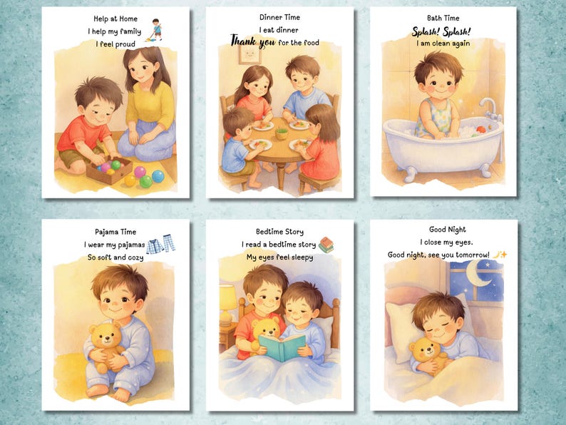 Read A Book Routine Visual Daily Routine Storybook for Kids Printable Kindergarten Book Morning to ...
