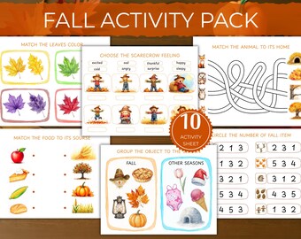 Fall Busy Book preschool printables, homeschool printable activity book, toddler busy book printable  Fall Learning Binder for Toddlers