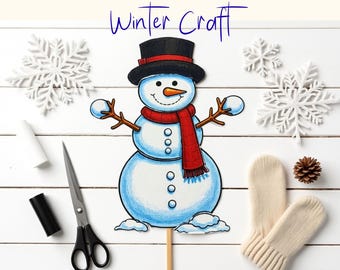 Manualidad de muñeco de nieve DIY / Plantilla de muñeco de nieve / Kit de manualidades de muñeco de nieve / Muñeco de nieve recortable / Muñeco de nieve imprimible / Manualidad de muñecos de nieve / Muñecos de nieve recortables y pegables