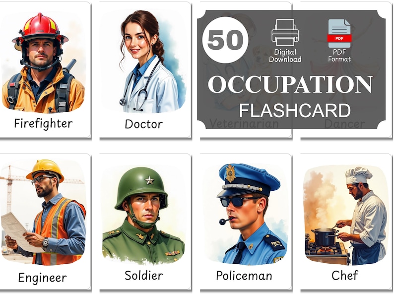 Professions Flashcards Occupation Flash Cards Communication Cards ...