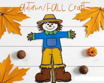 Scarecrow Craft for Kids | Scarecrow Cut and Paste Activity | Autumn Paper Craft | Coloring & Full-Color Versions | Scarecrow Craft Kit