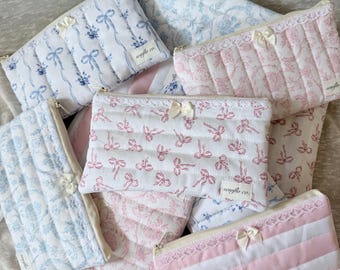 Coquette Pencil Pouch | Quilted Pencil Pouch | Handmade Pencil Pouch