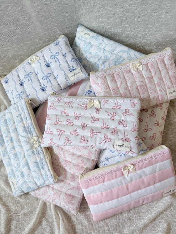 Coquette Pencil Pouch | Quilted Pencil Pouch | Handmade Pencil Pouch