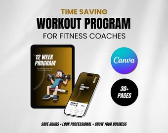 Fitness Coach Canva Template – Editable Workout Plan for Personal Trainers – Client Program Planner & Coaching PDF Download