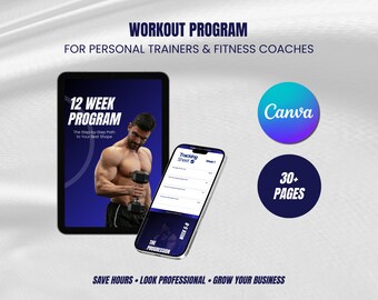 Editable Fitness Program Template, Canva Workout Planner for Coaches & Trainers, Workout Guide, Personal Training, Gym Program