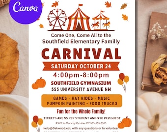Fall Festival Flyer, DIY Flyer Template Design, Harvest Festival Invite, Fall Party Invitation, Party Flyer, Premade Autumn Festival Flyer