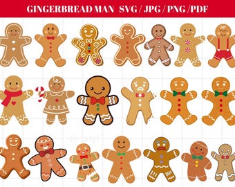 Gingerbread Man SVG Bundle: Christmas Cut Files (Digital Download)