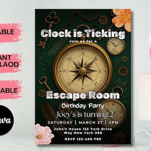 Editable Escape Room Invitation, Mystery Birthday Party Invite, Kids Escape Room Birthday Party, Detective Game Night, Digital