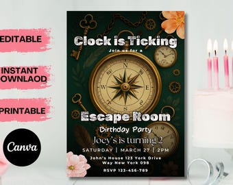 Editable Escape Room Invitation, Mystery Birthday Party Invite, Kids Escape Room Birthday Party, Detective Game Night, Digital