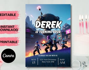 Level Up Birthday Invitation | Gamer Party Evite | Editable Template | Digital Download | Video Game Birthday Card for Boys & Girls