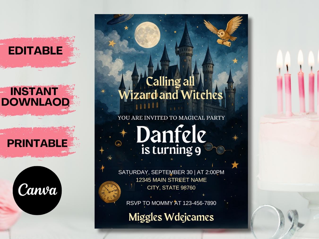 Practical Magic Invitations Wizard Invitation Magic Theme Printable Template Wizard School Editable ...
