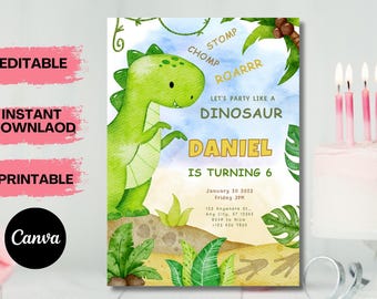 Dinosaur Birthday Invitation,EDITABLE Dinosaur 2nd Birthday Party Invite,Two Rex Dino Invite,2nd Birthday Boy Dinosaur Party,PrintableDwnlod