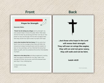 Tarjeta de oración para pedir fortaleza / Tarjeta de oración cristiana original / Aliento para tiempos difíciles / Regalo de apoyo a la fe
