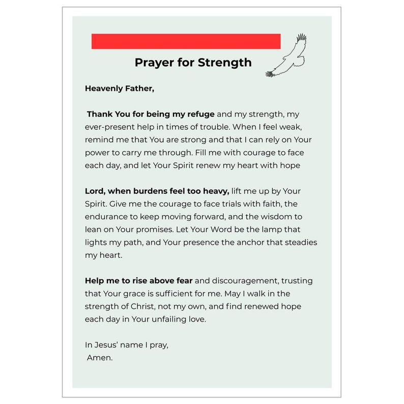 Prayer for Strength and Courage Card | When You feel Weak and Afraid | Encouragement for Hard Times | Faith Support Gift imagem 6