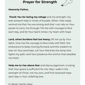 Prayer Card #7 – Prayer For Strength | 5x7 Printed On High Quality Card