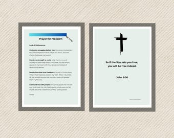 Tarjeta de oración por la libertad / Tarjeta de oración cristiana de 5x7 / Tarjeta bíblica para avance y sanación / Regalo de fe / Tarjeta de aliento