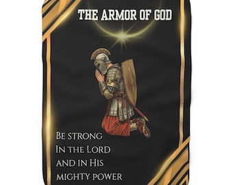 Cozy Sherpa Fleece Blanket - Armor of God | Inspirational Gift, Home Decor, Christian Blanket, Faith Blanket, Religious Throw
