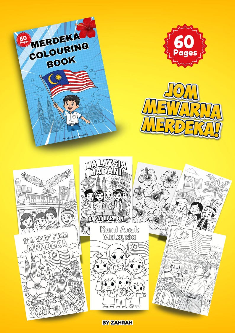 60pages Merdeka Coloring Sheet for Kids – Malaysia National Day & Hari ...