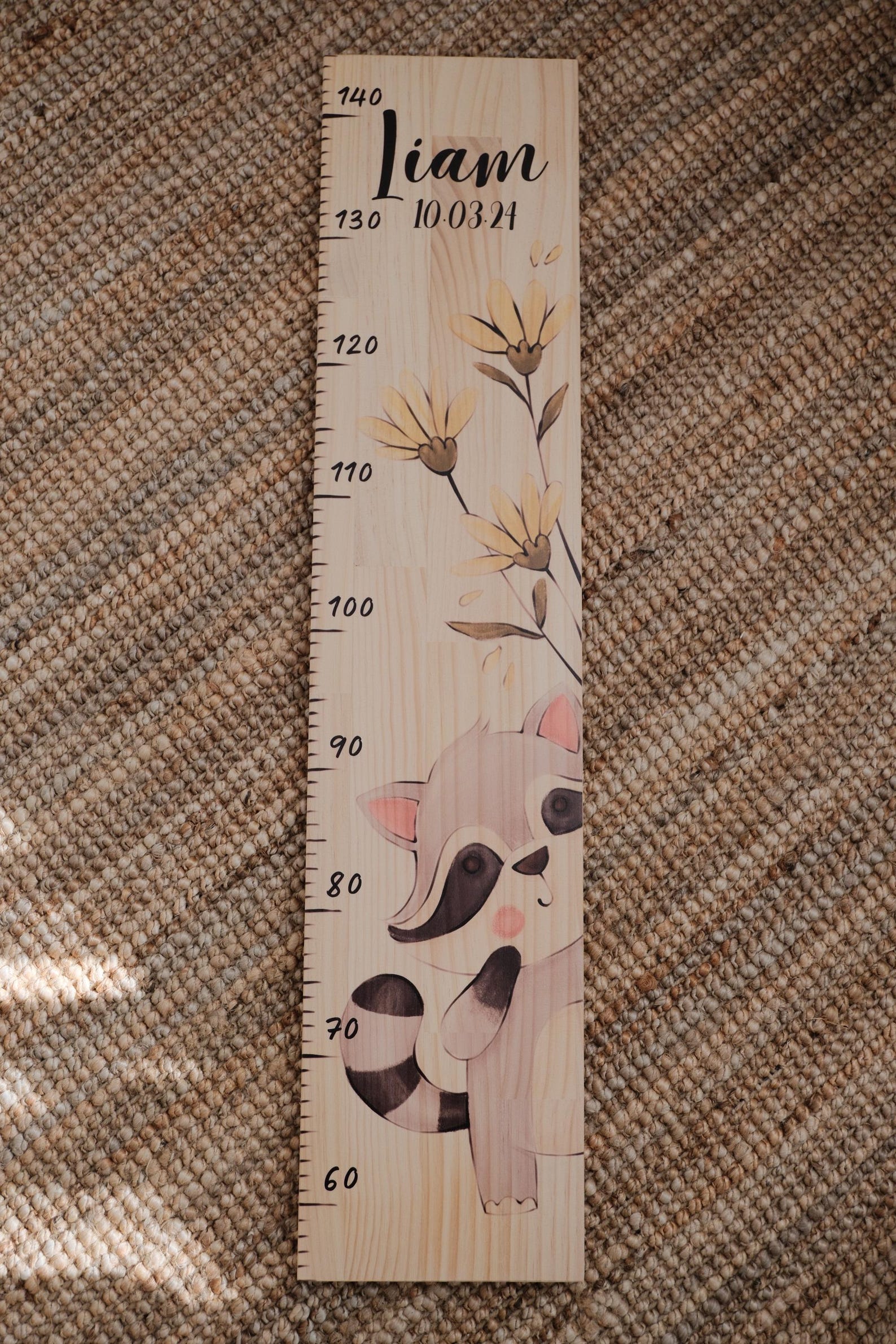 Raccoon Wooden Growth Chart Custom Nursery Wall Decor Etsy