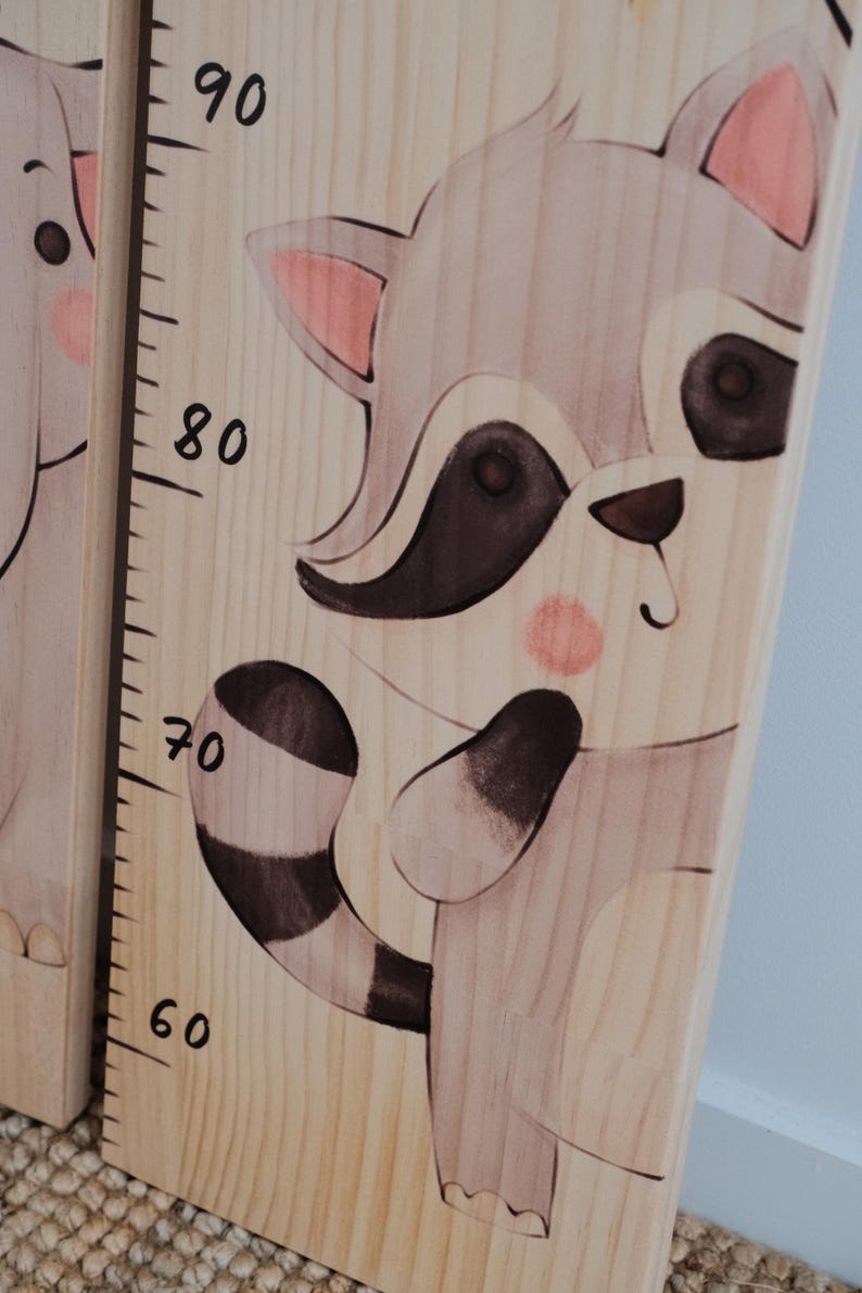 Wooden Raccoon Growth Chart Custom Nursery Wall Art Keepsake Etsy
