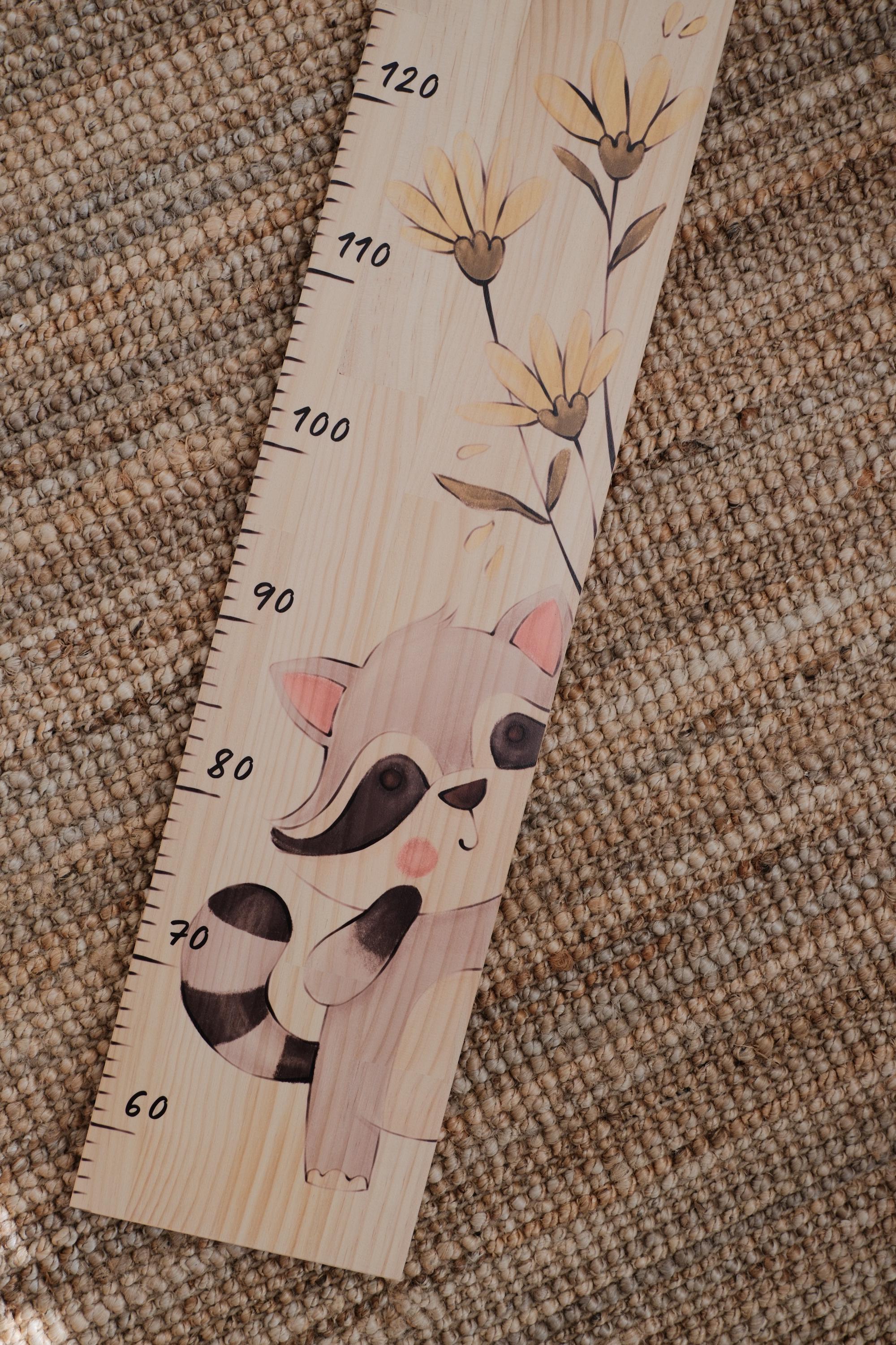 Raccoon Wooden Growth Chart Custom Nursery Wall Decor Etsy