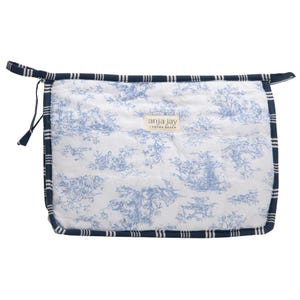 Toiletry Bag, Blue Toile