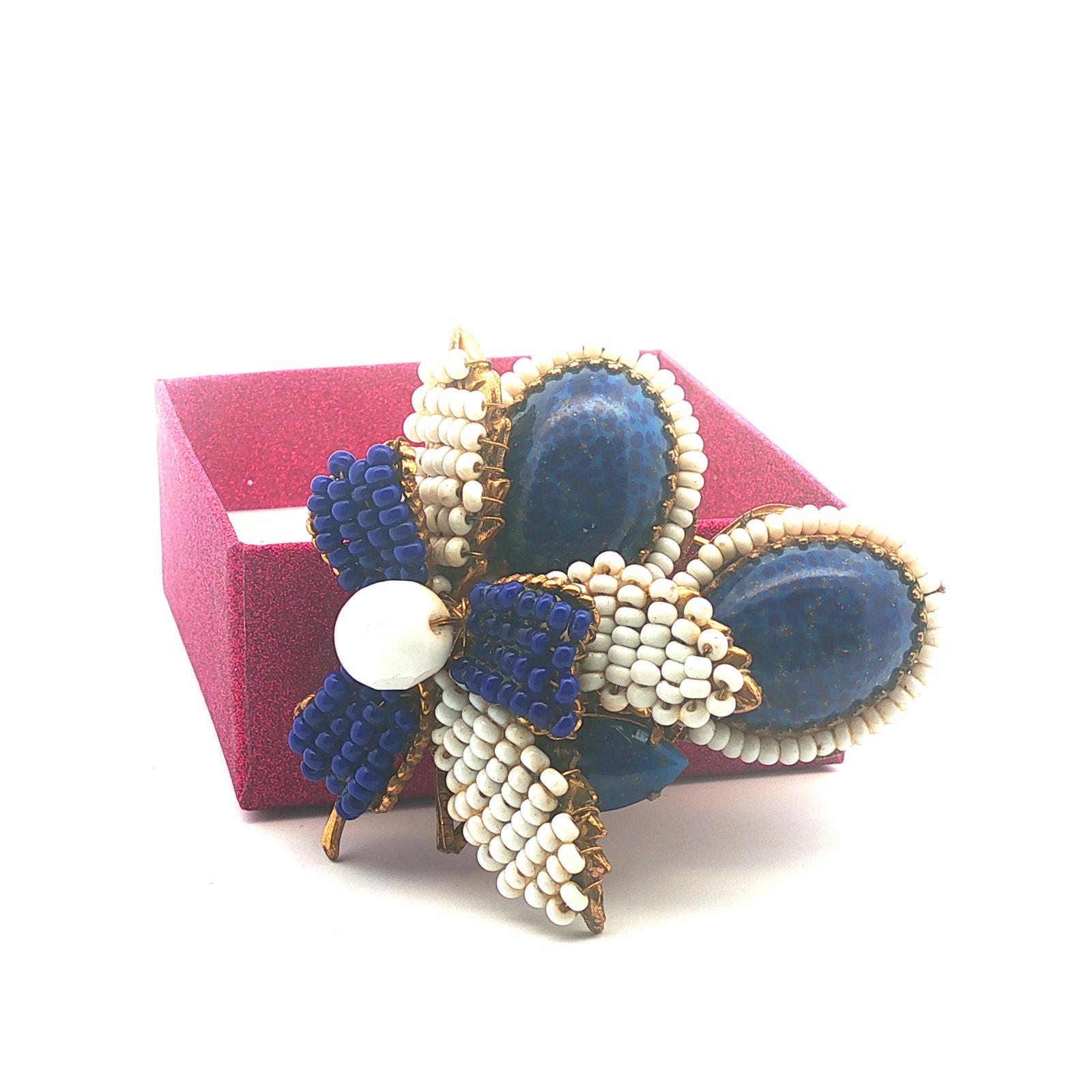 Original by Robert 花輪ブローチ ORIGINAL BY ROBERT Flower Vintage Brooch, Vintage Enamel Brooch