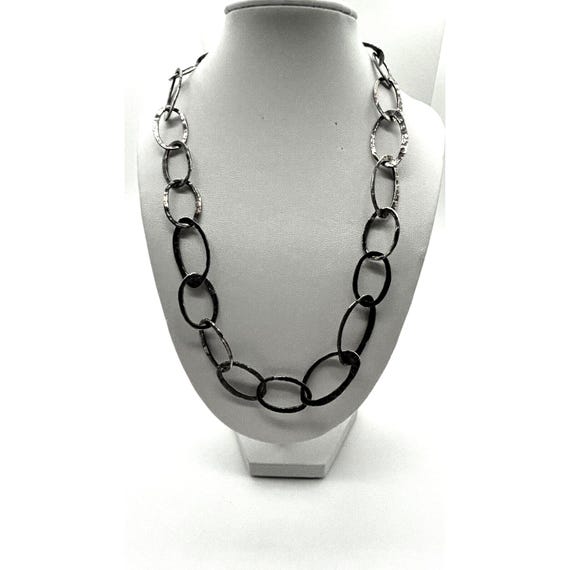 Artisan Hammered Oval LINK STATEMENT NECKLACE - image 1
