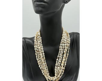 Vintage Rice Pearl Necklace Lot 14K Gold Clasps Multi Strand 24" 30"