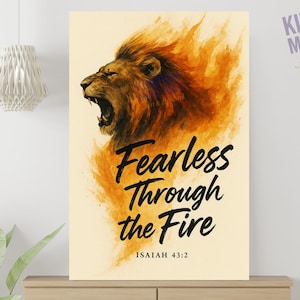 Fearless Lion Bible Verse Wall Art: Inspirational Christian Decor