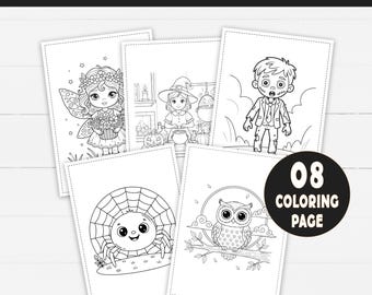 Halloween Coloring Book for Kids Spooky Halloween Coloring Pages Spider Coloring Book Spooky Coloring Ghost Coloring Book Instant Download