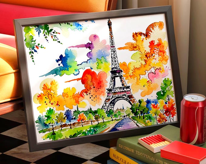 Eiffel Tower Puzzle Paris Watercolor Jigsaw, France Landmark Gift